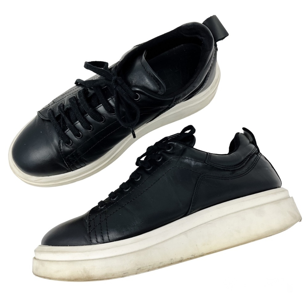 Zara Leather Platform Lace Up Sneakers Women’s 42 Shoes Black - Picture 11 of 11